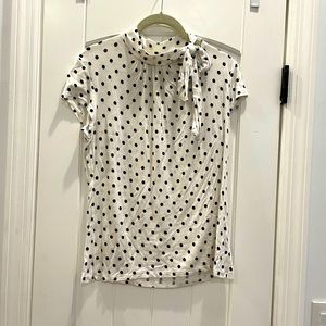 Fervour Polka Dot Mock Turtle Neck with Tie